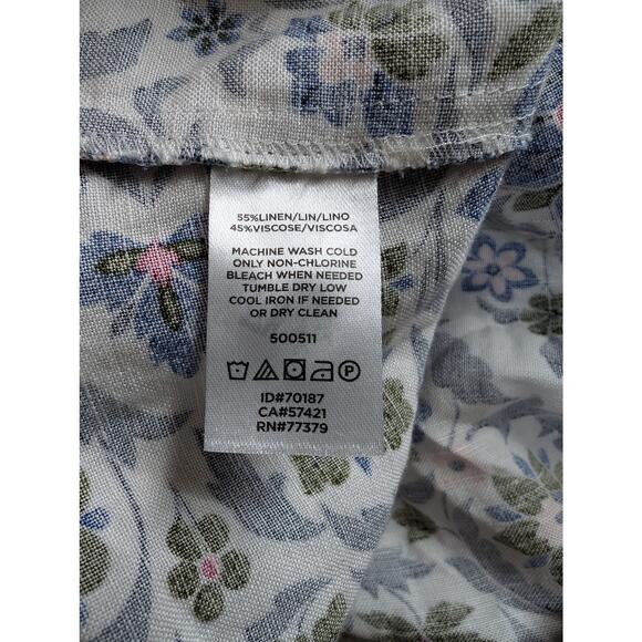 Ann Taylor Factory Linen Blend Tank Button Back Women's Small Beach Floral - Picture 7 of 7